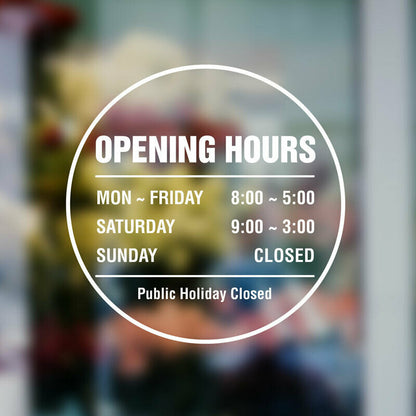 OPENING HOURS Vinyl sticker