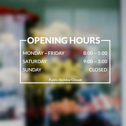 OPENING HOURS Vinyl sticker
