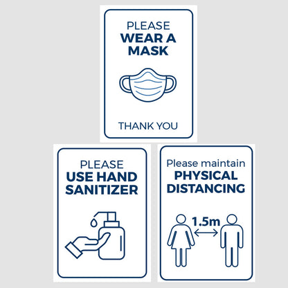 Please Wear a mask, Social distancing table strut sign